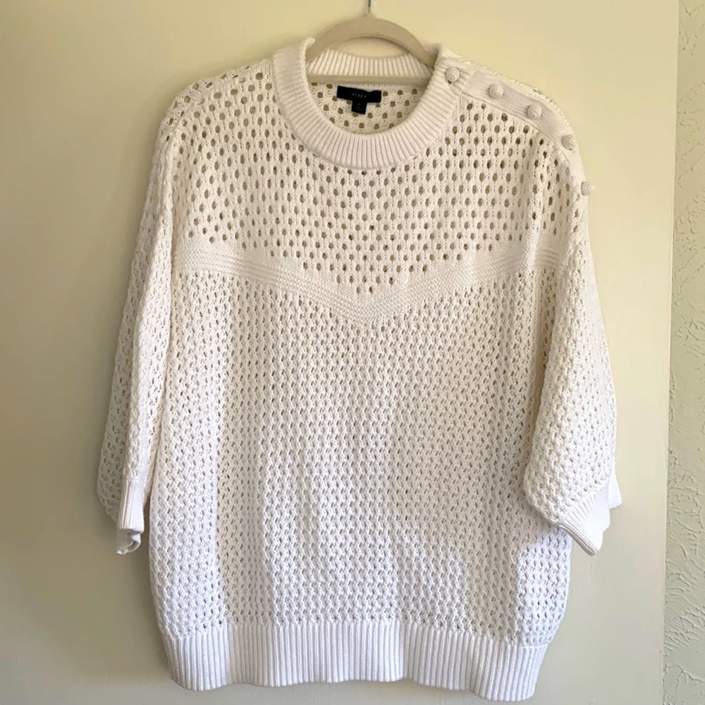 JCrew White Summer Sweater Open Stitch